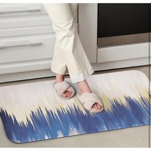 New 17"x47" Anti-Fatigue Kitchen Mat – Abstract Blue, Grey & Gold Wave